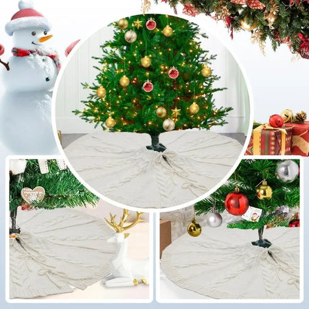 36 inch red Knitted Christmas Tree Skirt