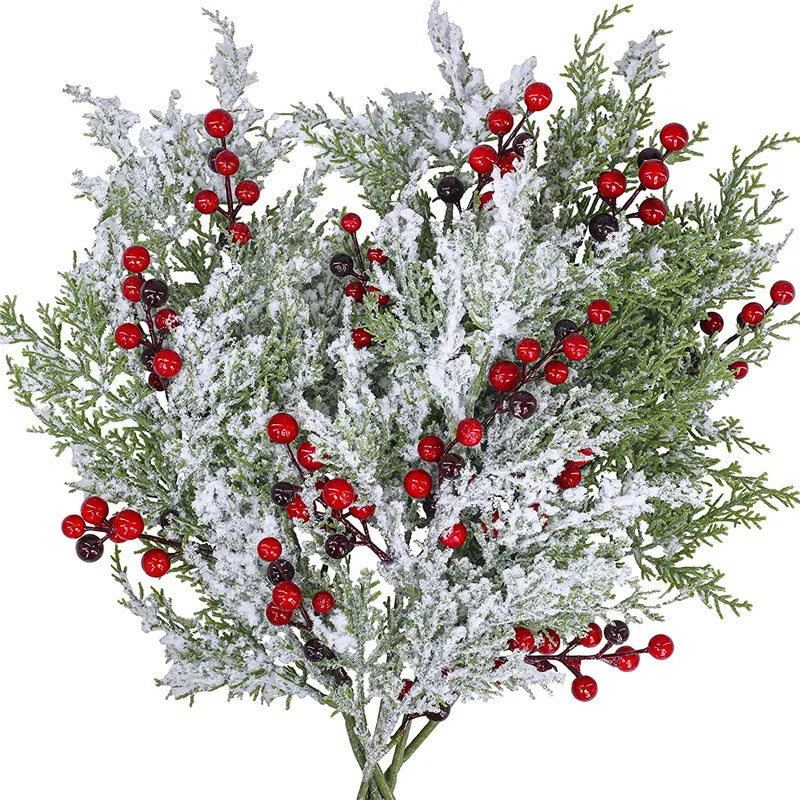 Artificial cedar red berry green tree branches