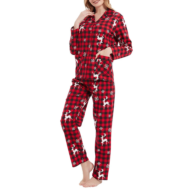 Christmas Pajama Set Long Sleeve Plaid