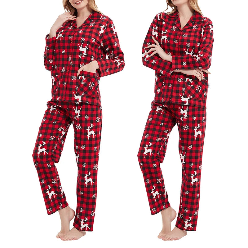 Christmas Pajama Set Long Sleeve Plaid