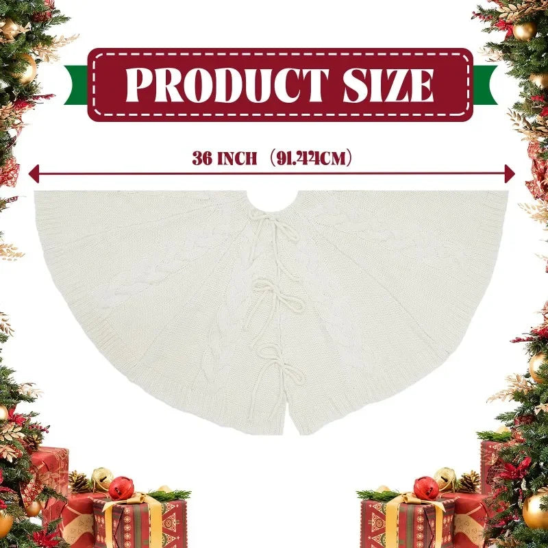 36 inch red Knitted Christmas Tree Skirt