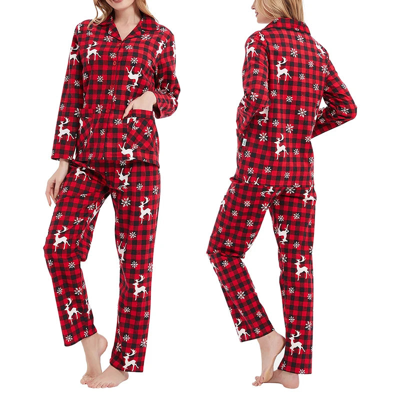 Christmas Pajama Set Long Sleeve Plaid